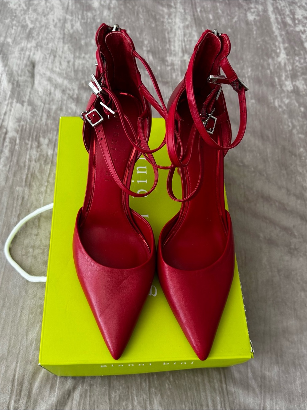 Gianni Bini Red Pointed Toe Ankle-Strap Pumps